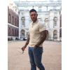 imagePJ PAUL JONES Mens Polo Shirts Quarter Zip Textured Knit Shirts Summer ShirtApricot