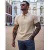 imagePJ PAUL JONES Mens Polo Shirts Quarter Zip Textured Knit Shirts Summer ShirtApricot