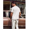 imagePJ PAUL JONES Mens Polo Shirts Quarter Zip Textured Knit Shirts Summer ShirtBeige