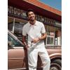 imagePJ PAUL JONES Mens Polo Shirts Quarter Zip Textured Knit Shirts Summer ShirtBeige