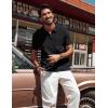 imagePJ PAUL JONES Mens Polo Shirts Quarter Zip Textured Knit Shirts Summer ShirtBlack