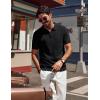 imagePJ PAUL JONES Mens Polo Shirts Quarter Zip Textured Knit Shirts Summer ShirtBlack