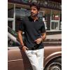 imagePJ PAUL JONES Mens Polo Shirts Quarter Zip Textured Knit Shirts Summer ShirtBlack