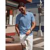 imagePJ PAUL JONES Mens Polo Shirts Quarter Zip Textured Knit Shirts Summer ShirtBlue Grey
