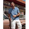 imagePJ PAUL JONES Mens Polo Shirts Quarter Zip Textured Knit Shirts Summer ShirtBlue Grey