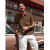 imagePJ PAUL JONES Mens Polo Shirts Quarter Zip Textured Knit Shirts Summer ShirtCoffee