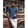 imagePJ PAUL JONES Mens Polo Shirts Quarter Zip Textured Knit Shirts Summer ShirtDark Blue