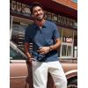 imagePJ PAUL JONES Mens Polo Shirts Quarter Zip Textured Knit Shirts Summer ShirtDark Blue