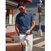 imagePJ PAUL JONES Mens Polo Shirts Quarter Zip Textured Knit Shirts Summer ShirtDark Blue