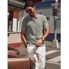 imagePJ PAUL JONES Mens Polo Shirts Quarter Zip Textured Knit Shirts Summer ShirtKhaki