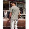 imagePJ PAUL JONES Mens Polo Shirts Quarter Zip Textured Knit Shirts Summer ShirtKhaki