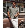 imagePJ PAUL JONES Mens Polo Shirts Quarter Zip Textured Knit Shirts Summer ShirtKhaki