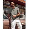 imagePJ PAUL JONES Mens Polo Shirts Quarter Zip Textured Knit Shirts Summer ShirtKhaki