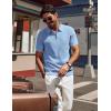 imagePJ PAUL JONES Mens Polo Shirts Quarter Zip Textured Knit Shirts Summer ShirtLight Blue