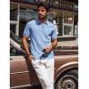 imagePJ PAUL JONES Mens Polo Shirts Quarter Zip Textured Knit Shirts Summer ShirtLight Blue