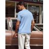 imagePJ PAUL JONES Mens Polo Shirts Quarter Zip Textured Knit Shirts Summer ShirtLight Blue