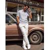 imagePJ PAUL JONES Mens Polo Shirts Quarter Zip Textured Knit Shirts Summer ShirtLight Grey