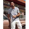 imagePJ PAUL JONES Mens Polo Shirts Quarter Zip Textured Knit Shirts Summer ShirtLight Grey