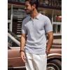imagePJ PAUL JONES Mens Polo Shirts Quarter Zip Textured Knit Shirts Summer ShirtLight Grey