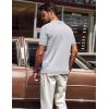 imagePJ PAUL JONES Mens Polo Shirts Quarter Zip Textured Knit Shirts Summer ShirtLight Grey
