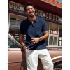 imagePJ PAUL JONES Mens Polo Shirts Quarter Zip Textured Knit Shirts Summer ShirtNavy Blue