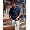 imagePJ PAUL JONES Mens Polo Shirts Quarter Zip Textured Knit Shirts Summer ShirtNavy Blue