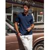 imagePJ PAUL JONES Mens Polo Shirts Quarter Zip Textured Knit Shirts Summer ShirtNavy Blue