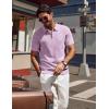 imagePJ PAUL JONES Mens Polo Shirts Quarter Zip Textured Knit Shirts Summer ShirtPink