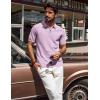 imagePJ PAUL JONES Mens Polo Shirts Quarter Zip Textured Knit Shirts Summer ShirtPink