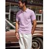 imagePJ PAUL JONES Mens Polo Shirts Quarter Zip Textured Knit Shirts Summer ShirtPink