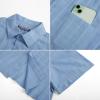 imagePJ PAUL JONES Mens Short Sleeve Button Down Shirts Cotton Plaid Shirt Fashion Casual Summer Beach ShirtsBlue Grey