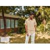 imagePJ PAUL JONES Mens Short Sleeve Button Down Shirts Cotton Plaid Shirt Fashion Casual Summer Beach ShirtsCream