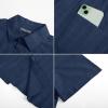 imagePJ PAUL JONES Mens Short Sleeve Button Down Shirts Cotton Plaid Shirt Fashion Casual Summer Beach ShirtsNavy Blue