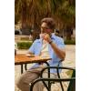 imagePJ PAUL JONES Mens Short Sleeve Button Down Shirts Cotton Plaid Shirt Fashion Casual Summer Beach ShirtsSky Blue
