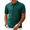 imagePJ PAUL JONES Mens Knit Polo Shirt Casual Short Sleeve Hollow Out Polo Shirts Regular Fit Textured Knitted ShirtGreen