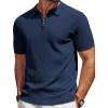 imagePJ PAUL JONES Mens Polo Shirts Quarter Zip Textured Knit Shirts Summer ShirtNavy Blue