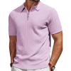 imagePJ PAUL JONES Mens Polo Shirts Quarter Zip Textured Knit Shirts Summer ShirtPink