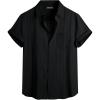 imagePJ PAUL JONES Mens Short Sleeve Button Down Shirts Cotton Plaid Shirt Fashion Casual Summer Beach ShirtsBlack
