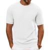 imagePJ PAUL JONES Mens TShirts Crewneck Short Sleeve Tee Textured Knit Pullover TopsWhite