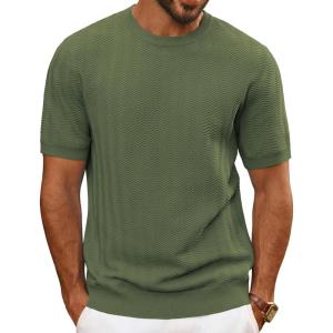 imagePJ PAUL JONES Mens TShirts Crewneck Short Sleeve Tee Textured Knit Pullover TopsGreen