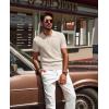 imagePJ PAUL JONES Mens Knit Polo Shirt Short Sleeve Textured Polo Shirts Casual Summer Collared Polo T ShirtApricot