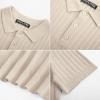 imagePJ PAUL JONES Mens Knit Polo Shirt Short Sleeve Textured Polo Shirts Casual Summer Collared Polo T ShirtApricot
