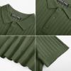 imagePJ PAUL JONES Mens Knit Polo Shirt Short Sleeve Textured Polo Shirts Casual Summer Collared Polo T ShirtArmy Green