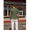 imagePJ PAUL JONES Mens Knit Polo Shirt Short Sleeve Textured Polo Shirts Casual Summer Collared Polo T ShirtArmy Green