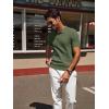 imagePJ PAUL JONES Mens Knit Polo Shirt Short Sleeve Textured Polo Shirts Casual Summer Collared Polo T ShirtArmy Green