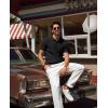 imagePJ PAUL JONES Mens Knit Polo Shirt Short Sleeve Textured Polo Shirts Casual Summer Collared Polo T ShirtBlack