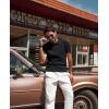 imagePJ PAUL JONES Mens Knit Polo Shirt Short Sleeve Textured Polo Shirts Casual Summer Collared Polo T ShirtBlack