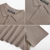 imagePJ PAUL JONES Mens Knit Polo Shirt Short Sleeve Textured Polo Shirts Casual Summer Collared Polo T ShirtCamel