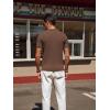 imagePJ PAUL JONES Mens Knit Polo Shirt Short Sleeve Textured Polo Shirts Casual Summer Collared Polo T ShirtCoffee