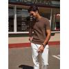 imagePJ PAUL JONES Mens Knit Polo Shirt Short Sleeve Textured Polo Shirts Casual Summer Collared Polo T ShirtCoffee